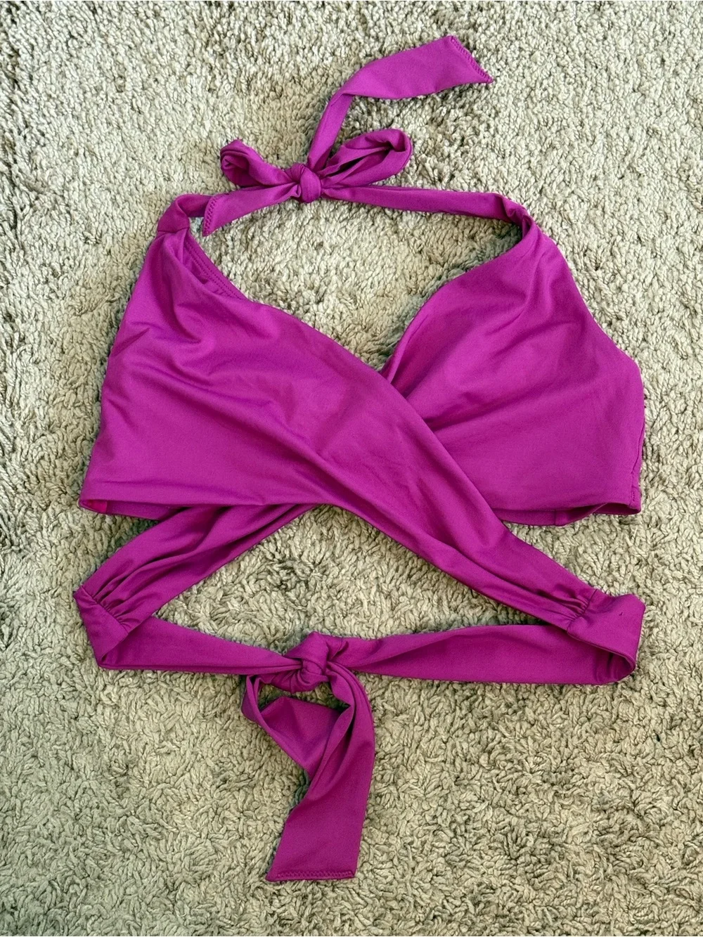Athleta Bra Cup Wrap Halter Bikini Top Pink Swim Style 383978-03 Size 34 B/C